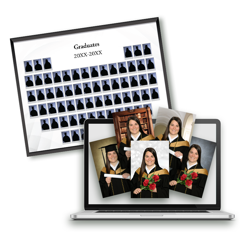 College group mosaic and digital portraits of a graduate