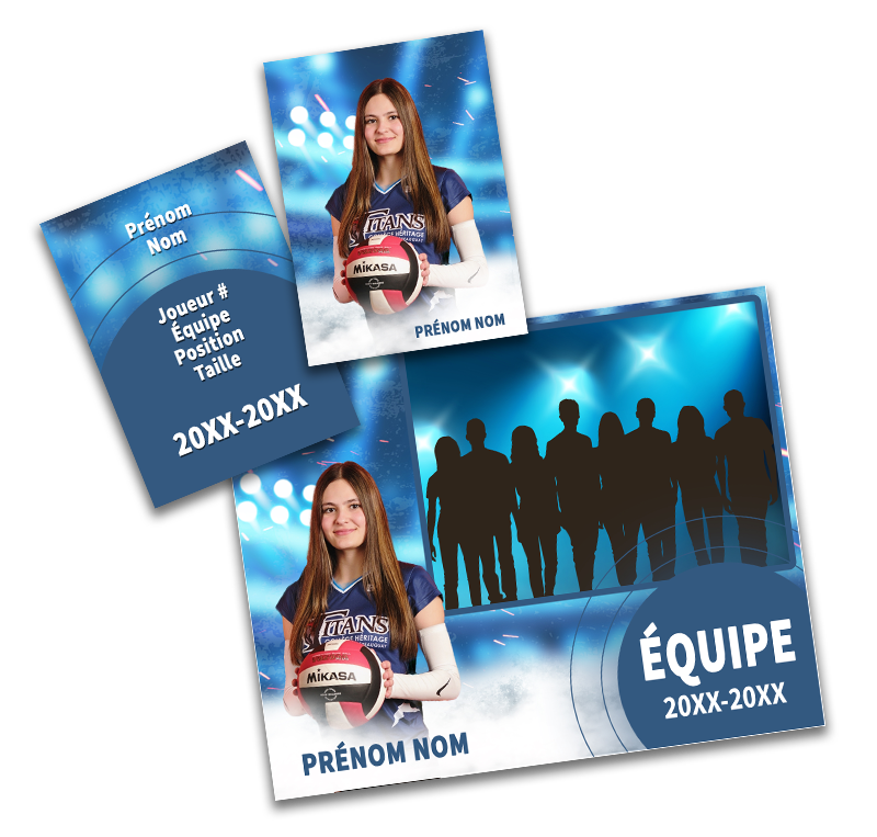 des cartes d'échange personnalisées et des montages d'équipe